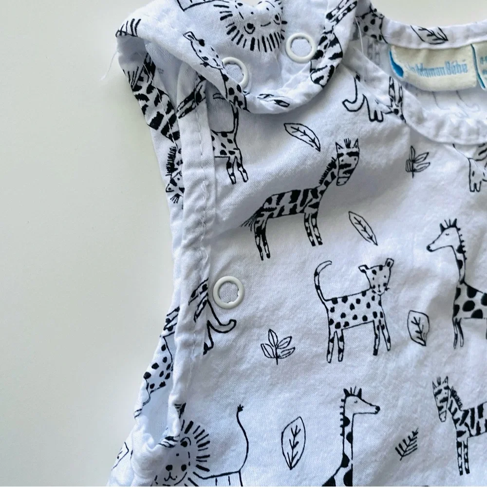 JoJo Maman Bebe Sleep Bag 0-6 months White Animal Print Cotton Summer